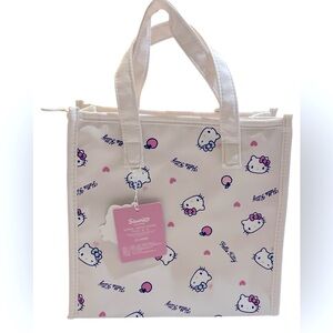 HELLO KITTY PINK APPLE & HEARTS CANVAS TOTE BAG